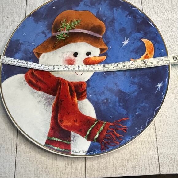 Vintage Elaine Thompson 1997 Snowman Serving Plate - Picture 7 of 8